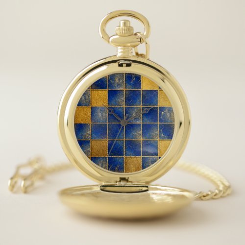 Blue Lapis Lazuli and gold pattern Pocket Watch