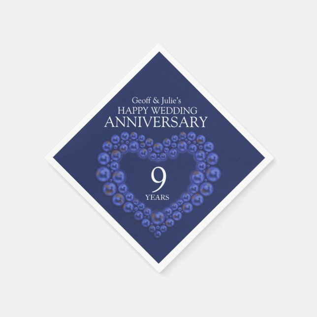 blue Lapis Lazuli beaded heart anniversary Napkins (Corner)