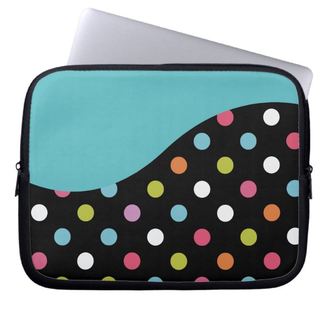 Blue Laptop Sleeve Polka Dot (Front)