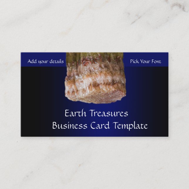 Blue Large Crystal Gemstones Rock Business Card (Front)