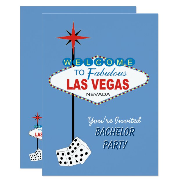 Blue Las Vegas Bachelor Party Invitation