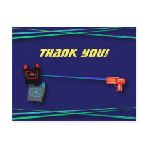 Blue Laser Tag Birthday Party Thank You