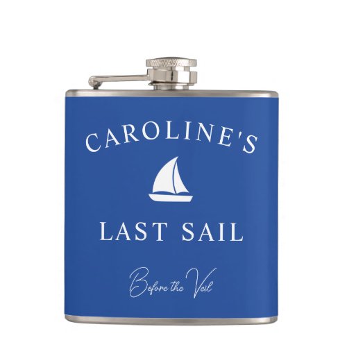 Blue Last Sail Before the Veil Bachelorette Flask