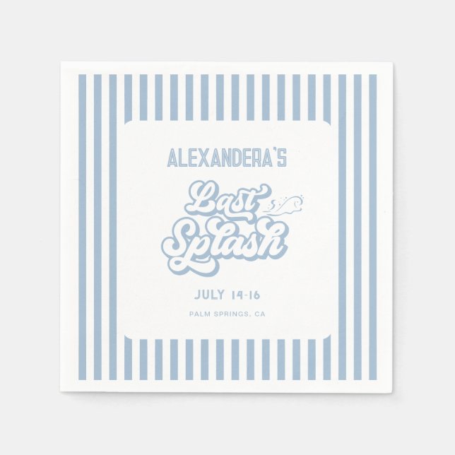 Blue Last Splash Bachelorette  Napkins (Front)