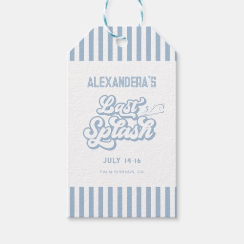 Blue Last Splash Beach Bachelorette Favor Gift Tags