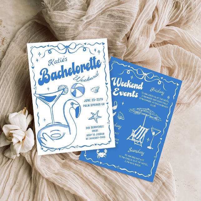 Blue Last Toast Beach Bachelorette Weekend Invitation (Creator Uploaded)
