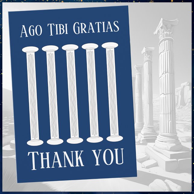 Blue Latin Teacher Thank You Card (Creator Uploaded)