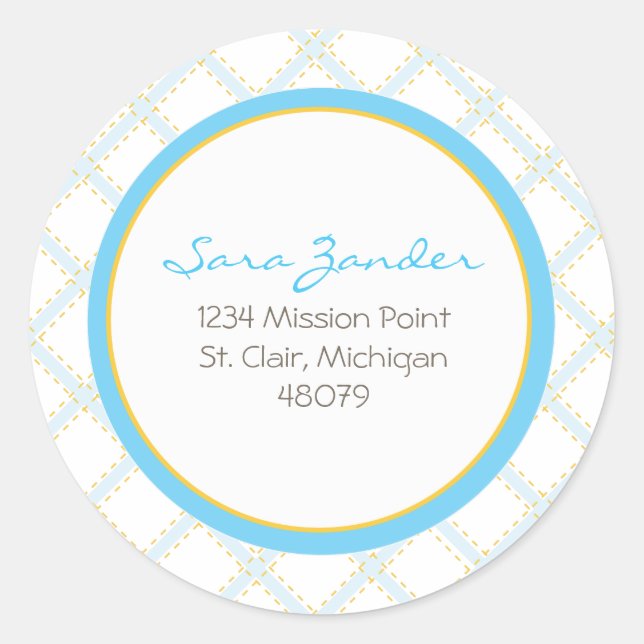Blue Lattice Address Label/Favor Sticker (Front)