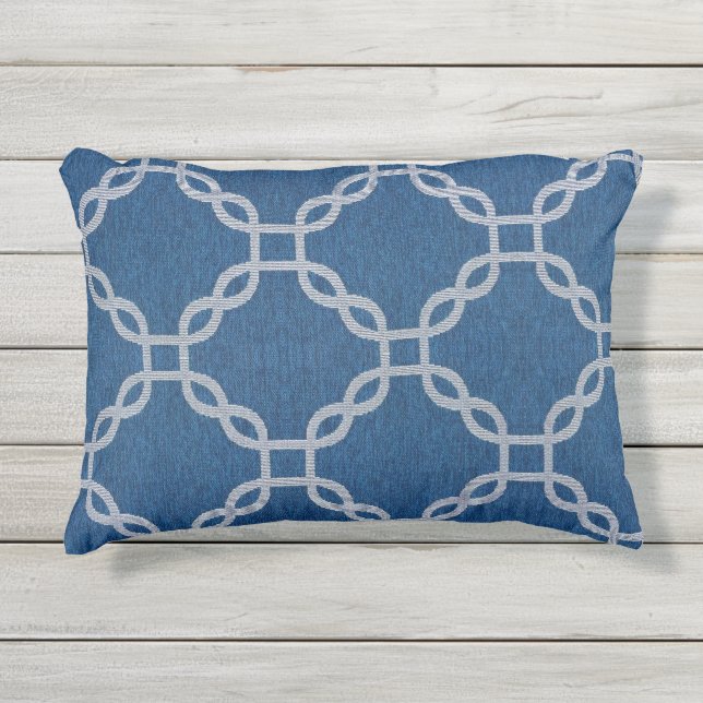 Blue Lattice Outdoor Accent Pillow 16" x 12" (Front)