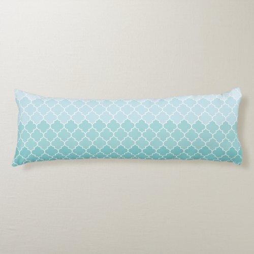 Blue Latticework Ombre Quatrefoil Trellis Body Pillow