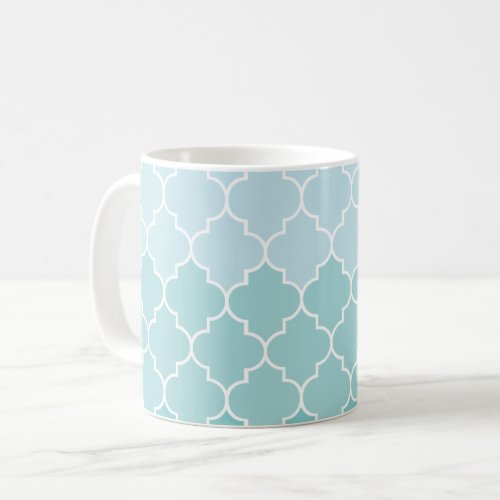 Blue Latticework Ombre Quatrefoil Trellis Coffee Mug