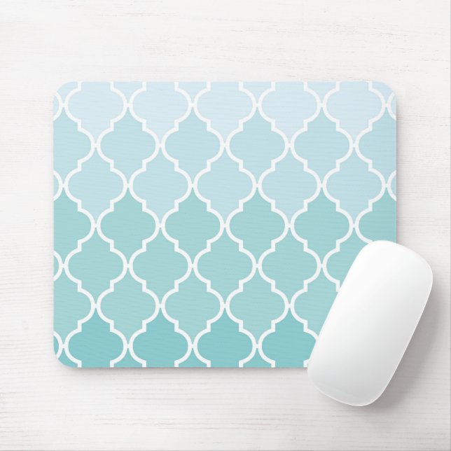 Blue Latticework, Ombre, Quatrefoil, Trellis Mouse Pad (With Mouse)