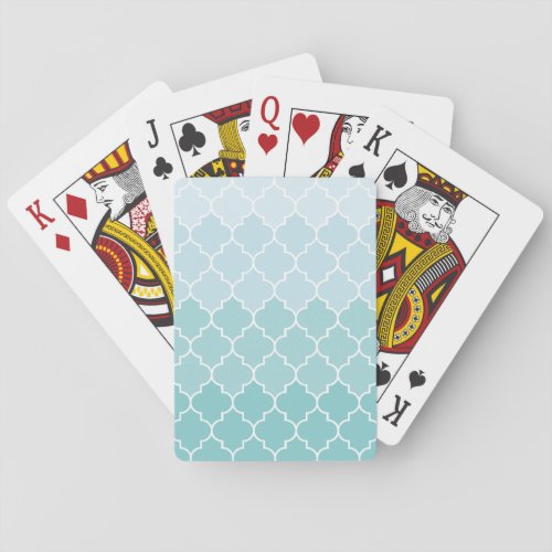 Blue Latticework Ombre Quatrefoil Trellis Poker Cards