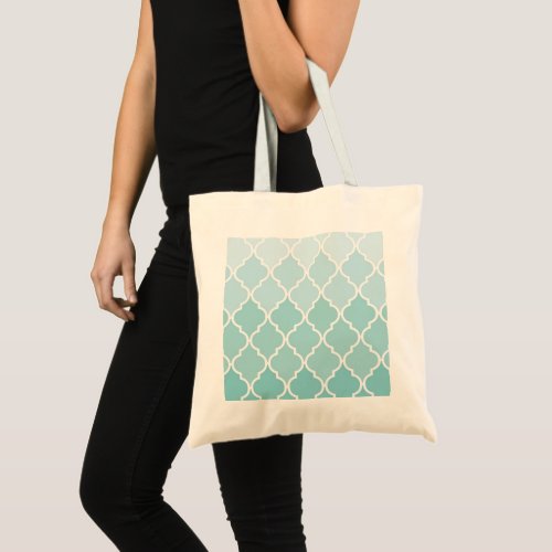 Blue Latticework Ombre Quatrefoil Trellis Tote Bag