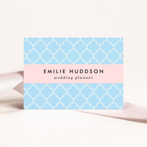 Blue Latticework Quatrefoil Moroccan Trellis Business Card