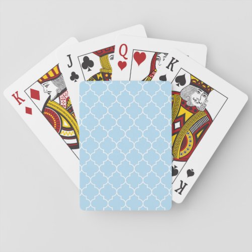 Blue Latticework Quatrefoil Moroccan Trellis Poker Cards