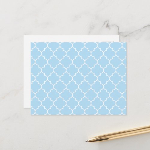 Blue Latticework Quatrefoil Moroccan Trellis Postcard