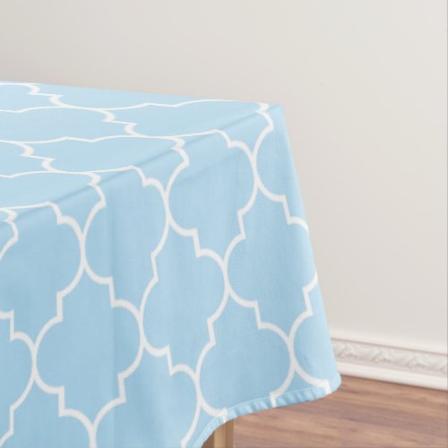 Blue Latticework Quatrefoil Moroccan Trellis Tablecloth