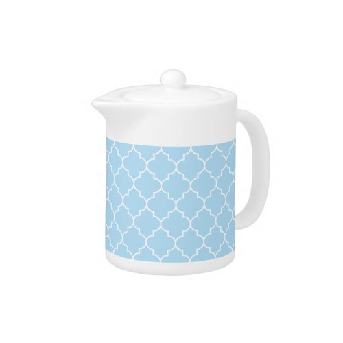 Blue Latticework Quatrefoil Moroccan Trellis Teapot