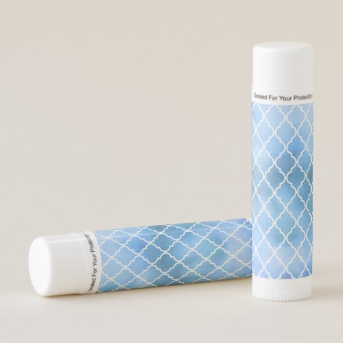 Blue Latticework Quatrefoil Trellis Watercolors Lip Balm