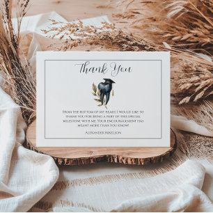 Blue Laurel Tooth Graduation Party Thank You Card