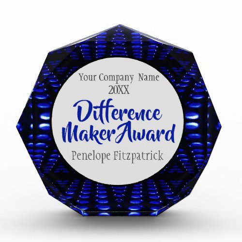 Blue Lava Bubble Stripes Difference Maker Service Acrylic Award