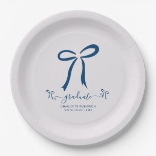 Blue Lavender Bow Graduation Party  Paper Plates