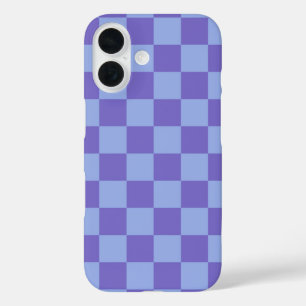 Blue & Lavender Checkerboard Pattern iPhone 16 Case