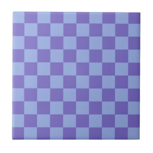 Blue & Lavender Checkerboard Pattern Ceramic Tile