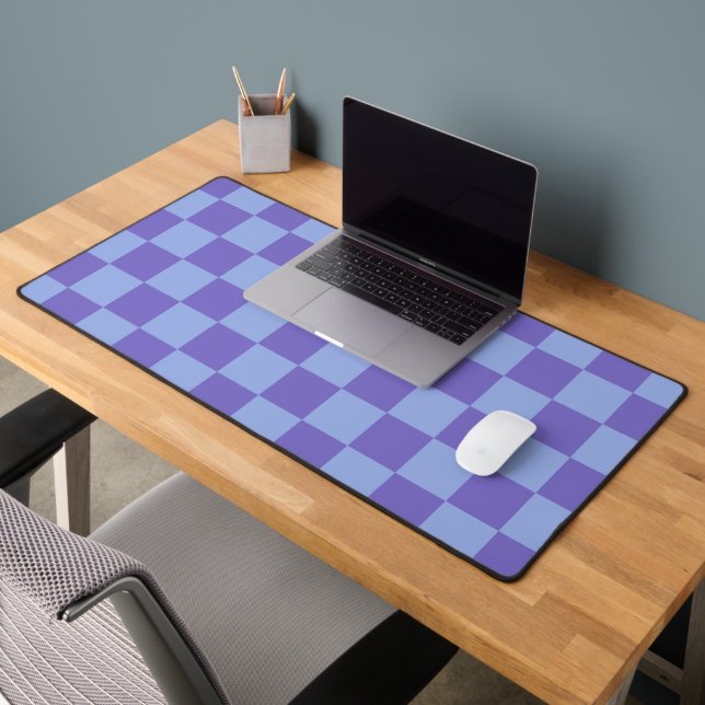 Blue & Lavender Checkerboard Pattern Desk Mat (Office 2)