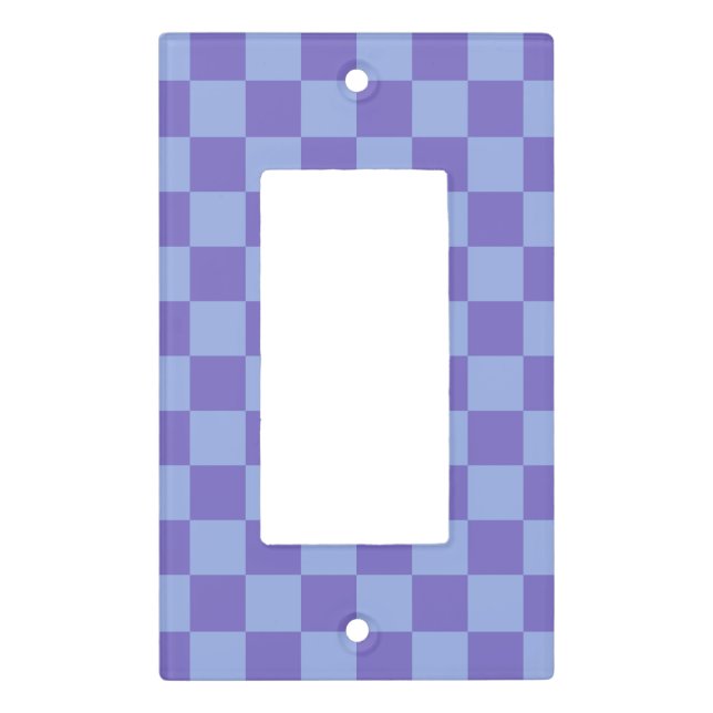 Blue & Lavender Checkerboard Pattern Light Switch Cover (Front)