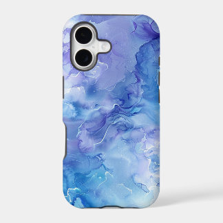 Blue Lavender Fluid Watercolor Marble iPhone 17 Case