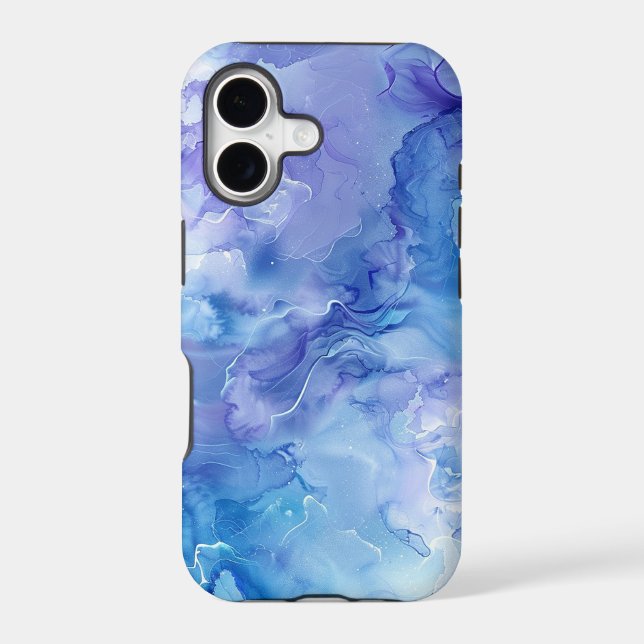 Blue Lavender Fluid Watercolor Marble Case-Mate iPhone Case (Back)