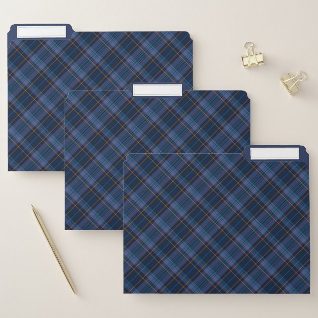 Blue, Lavender & Gold Plaid File Folder (Set)