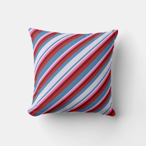 Blue Lavender Hot Pink Maroon  Red Pattern Throw Pillow