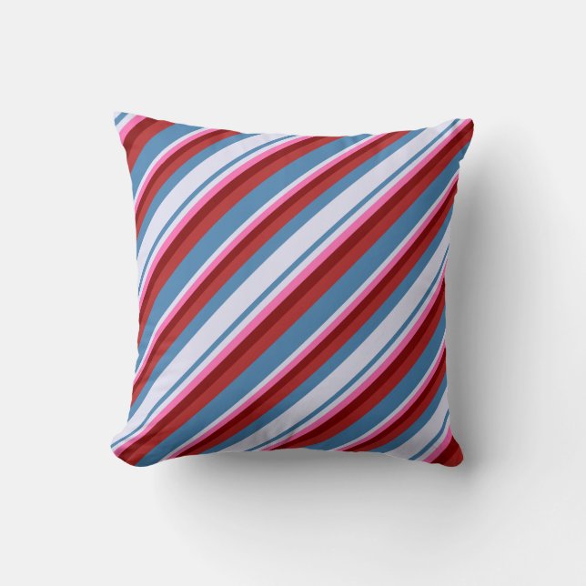 Blue, Lavender, Hot Pink, Maroon & Red Pattern Throw Pillow (Front)