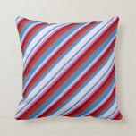 [ Thumbnail: Blue, Lavender, Hot Pink, Maroon & Red Pattern Throw Pillow ]