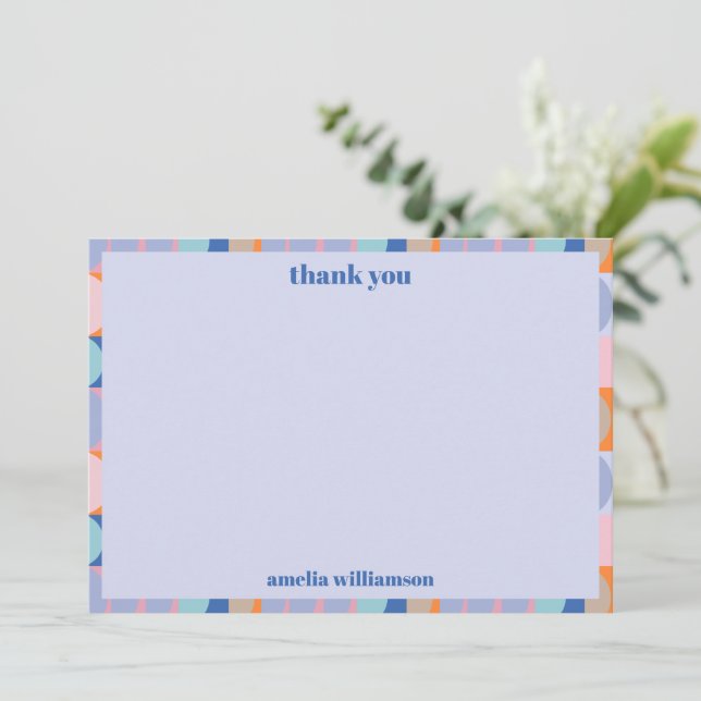 Blue Lavender Modern Personalized Bridal Shower Thank You Card (Standing Front)