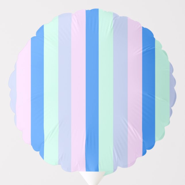 Blue, Lavender, Pink & Pastel Mint Green Stripes Balloon (Front)