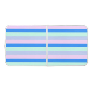 Blue, Lavender, Pink & Pastel Mint Green Stripes Beer Pong Table
