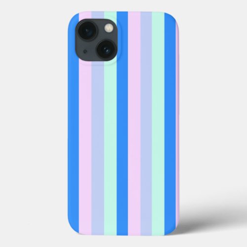 Blue Lavender Pink  Pastel Mint Green Stripes iPhone 13 Case