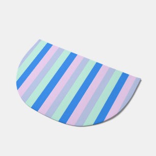 Blue, Lavender, Pink & Pastel Mint Green Stripes Doormat