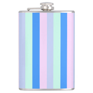 Blue, Lavender, Pink & Pastel Mint Green Stripes Flask