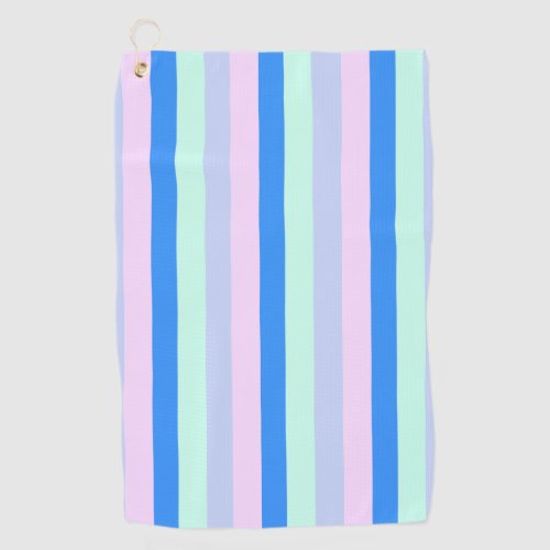 Blue Lavender Pink  Pastel Mint Green Stripes Golf Towel