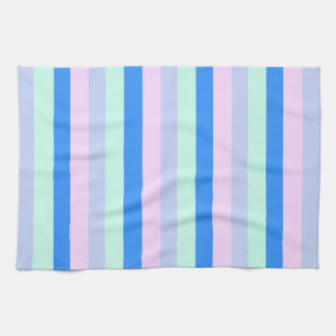 Blue, Lavender, Pink & Pastel Mint Green Stripes Kitchen Towel