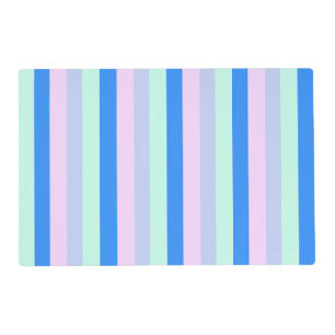Blue, Lavender, Pink & Pastel Mint Green Stripes Placemat
