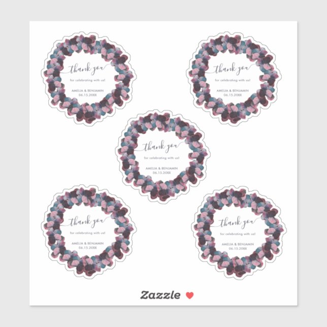 Blue Lavender Purple Hydrangeas Wedding Thank You Sticker (Sheet)