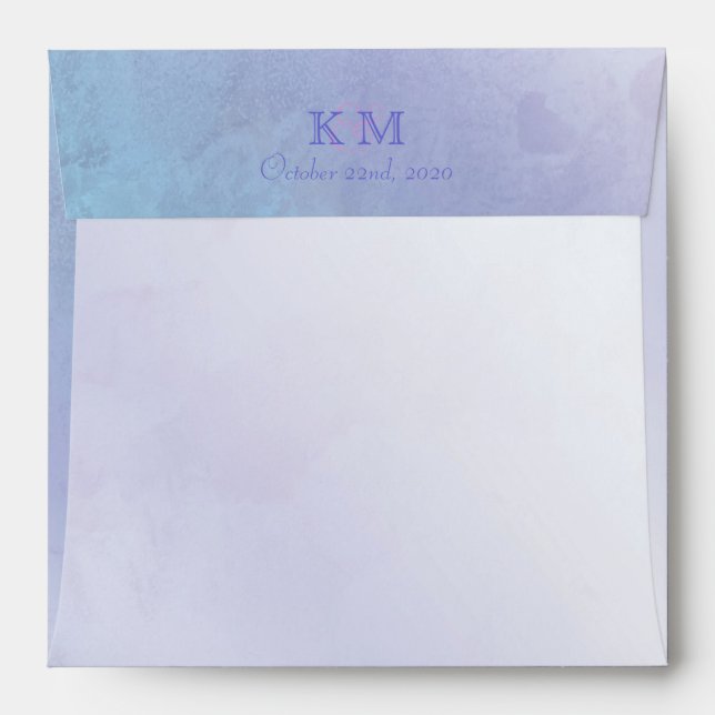 Blue Lavender Purple Ombre Wedding Envelope (Back (Top Flap))