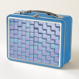 Blue Lavender Squares Lunch Box