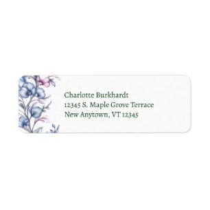 Blue Lavender Watercolor Floral Vine Label